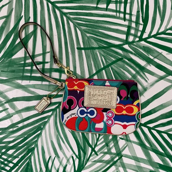 Coach Poppy Print Multicolor Zip Wristlet - Picture 1 of 6